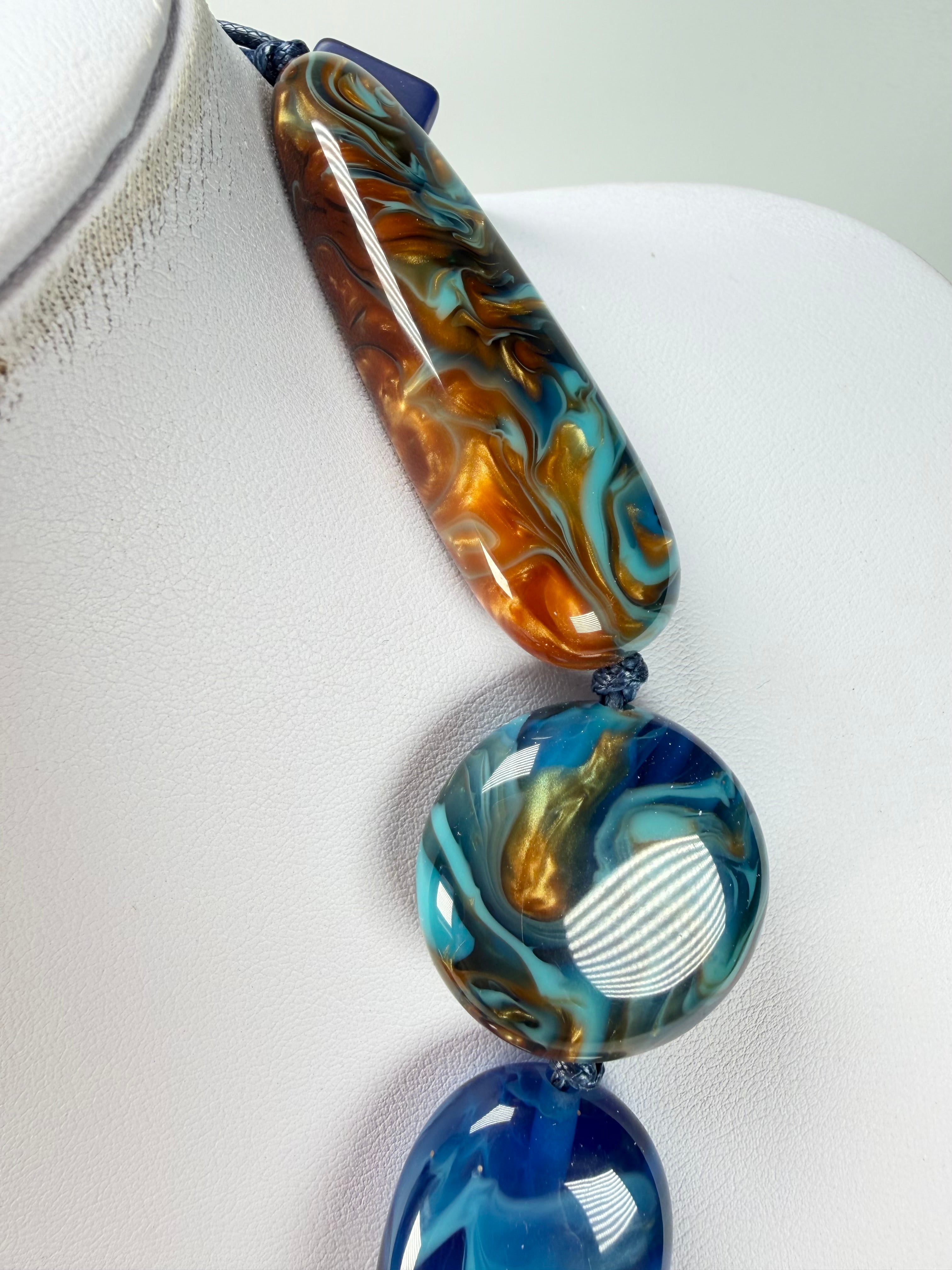 Sobral - Noite Estrelada "Bleu" Resin Necklace ( 005546 )