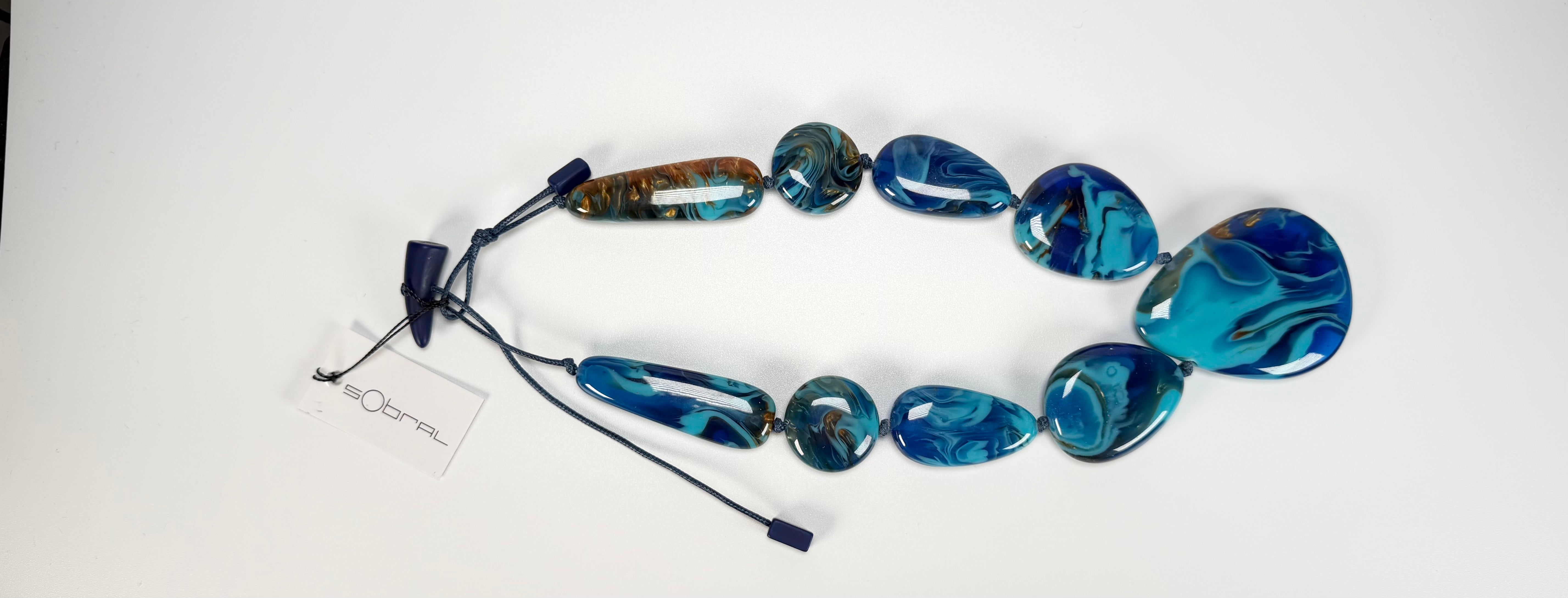 Sobral - Noite Estrelada "Bleu" Resin Necklace ( 005546 )