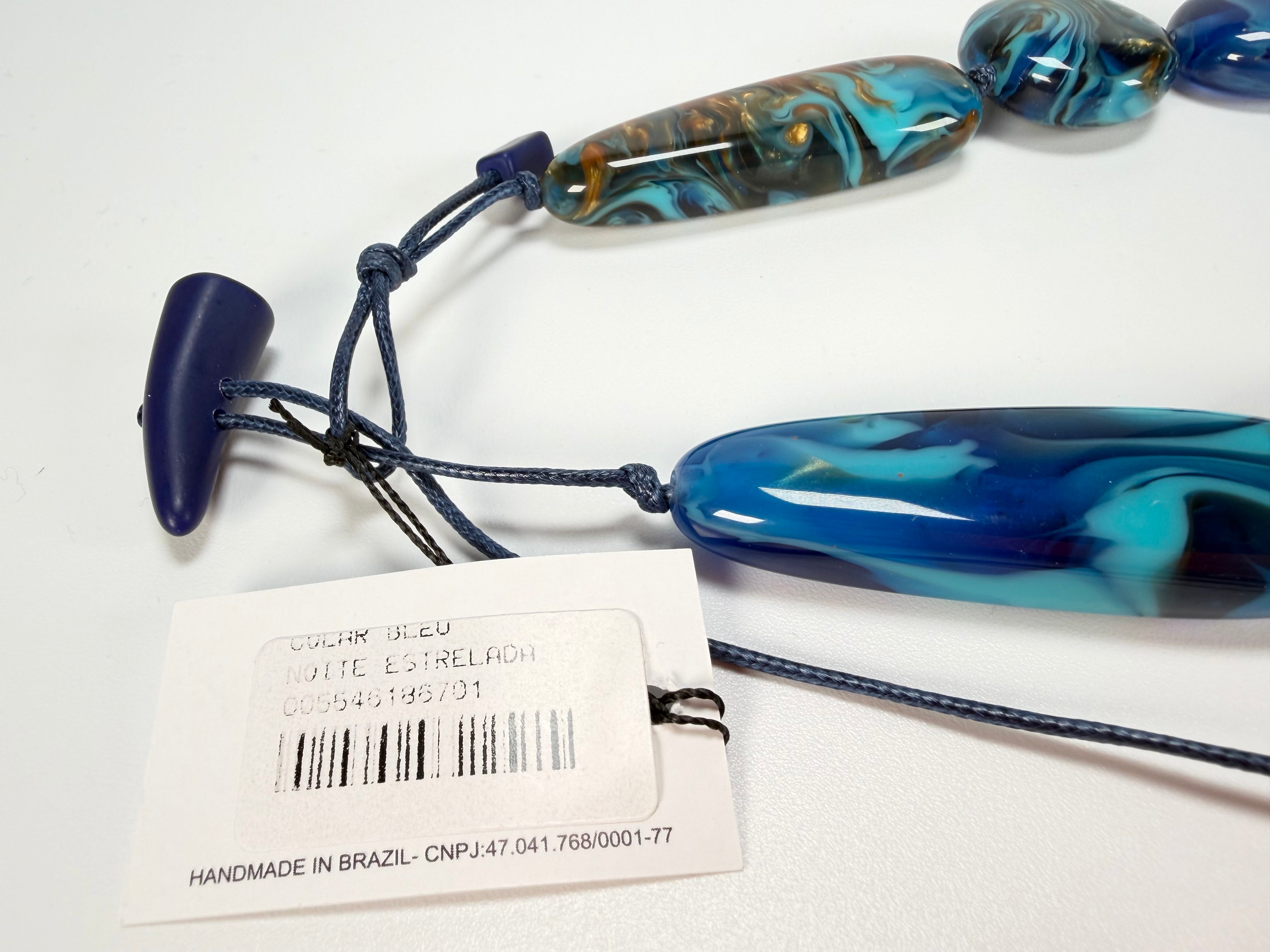 Sobral - Noite Estrelada "Bleu" Resin Necklace ( 005546 )