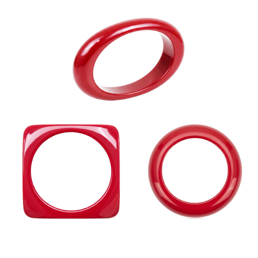 Sobral - Studio "Stacker " 3 Red Resin Solid Bangle Set ( 005161 )