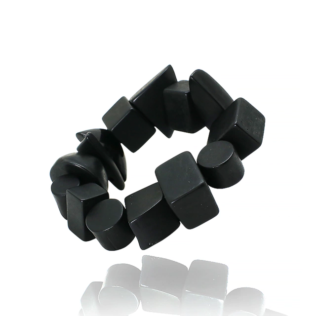 Sobral - Indiana "Noir" Black Mix Elasticated Resin Bracelet ( 000210 )