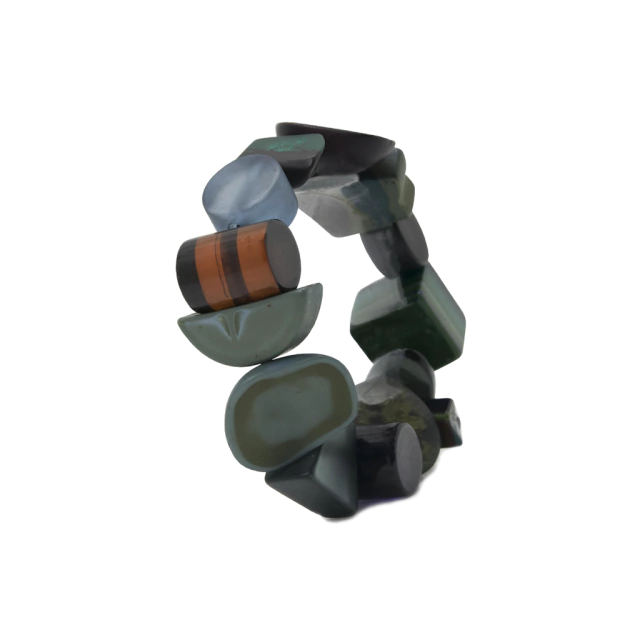 Sobral - Indiana "Cinza" Smokey Gray Mix Elasticated Resin Bracelet ( 000210 )