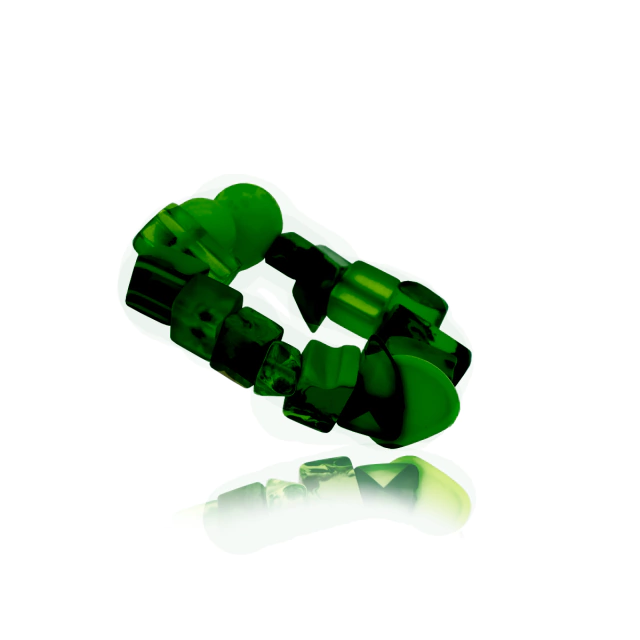 Sobral - Indiana "Verde Escuro" Dark Green Mix Elasticated Resin Bracelet ( 000210 )