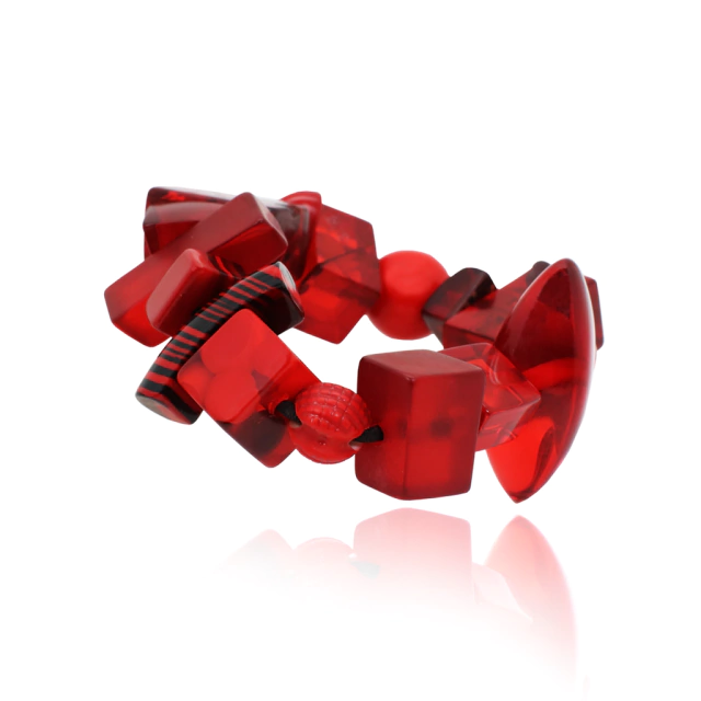 Sobral - Indiana "Vermelho" Red Mix Elasticated Resin Bracelet ( 000210 )