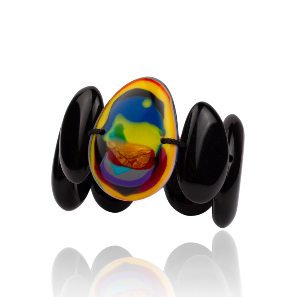 Sobral - Multi-Colour "Inspiração" K Black Elasticated Resin Bracelet ( 003595 )