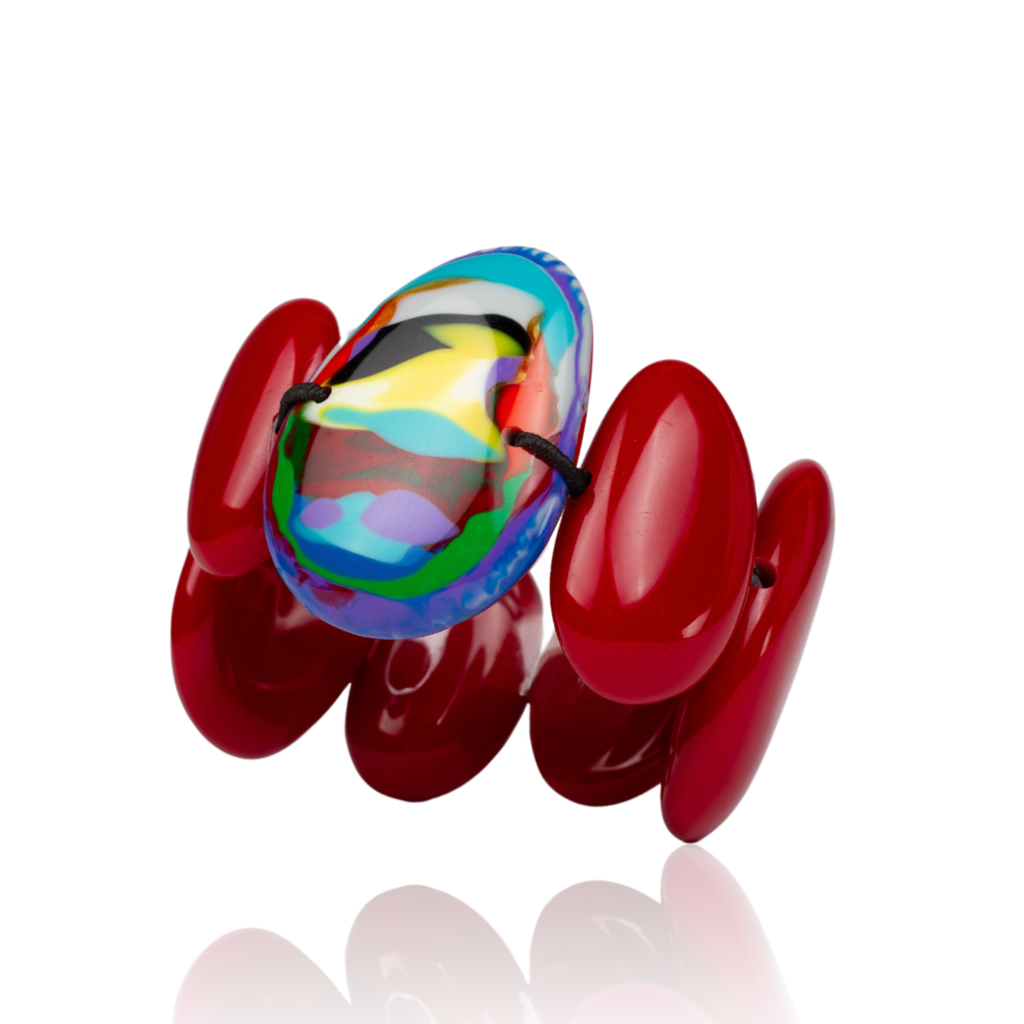 Sobral - Multi-Colour "Inspiração" K Red Elasticated Resin Bracelet ( 003595 )