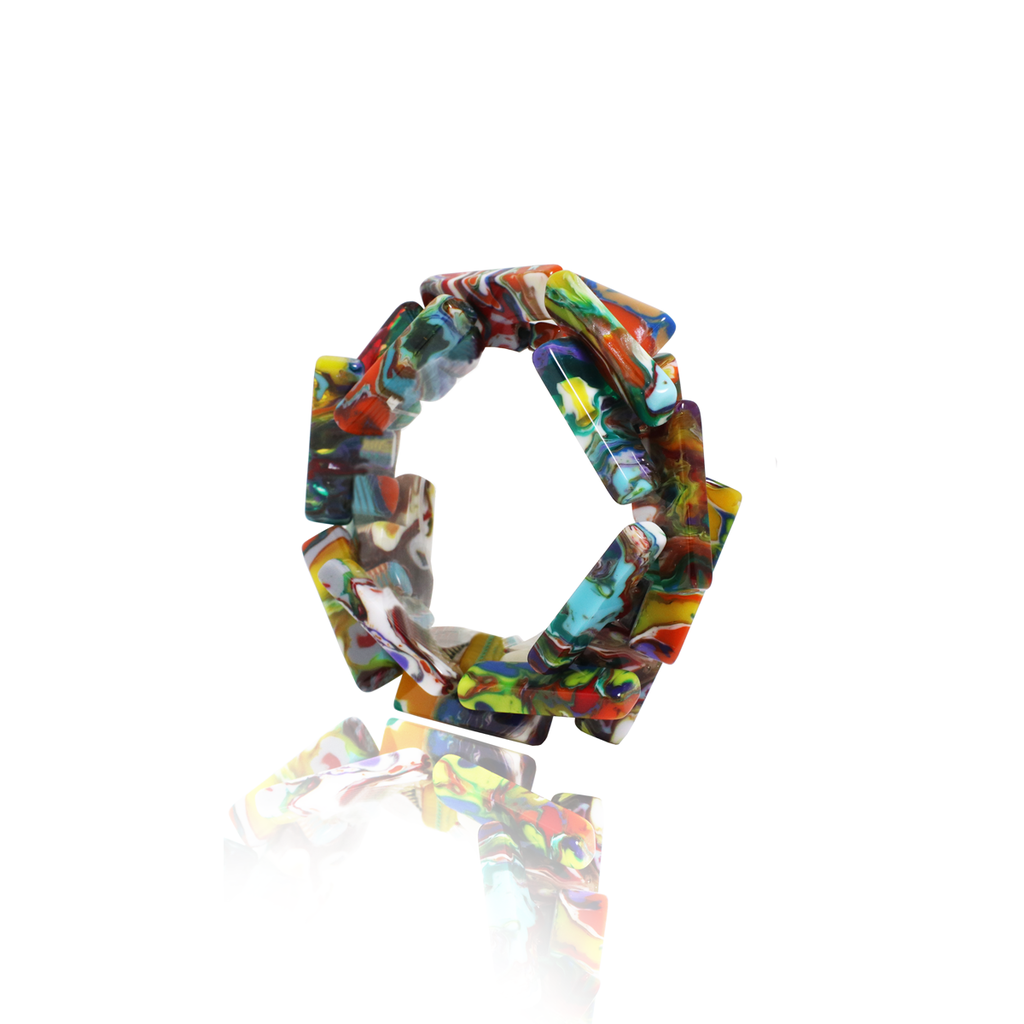 Sobral - Multi-Colour "1WJP" Pollock Elasticated Resin Bracelet ( 003882 )