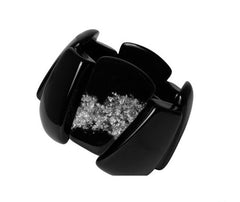 Sobral - Metalique "Rimla" Black & Silver Elasticated Resin Bracelet ( 004498 )
