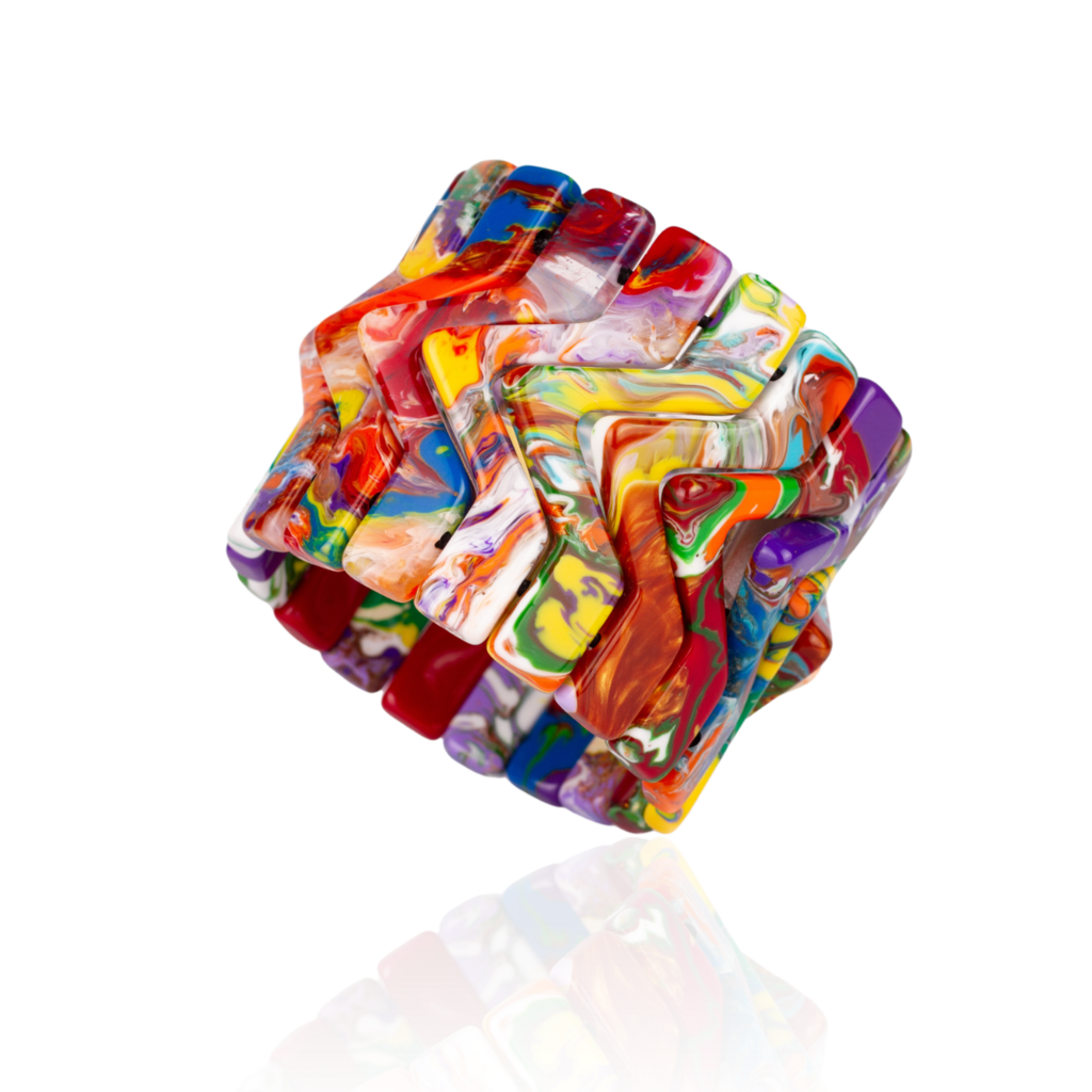 Sobral - Multi-Colour "Geometria" Elasticated Resin Bracelet ( 004546 )