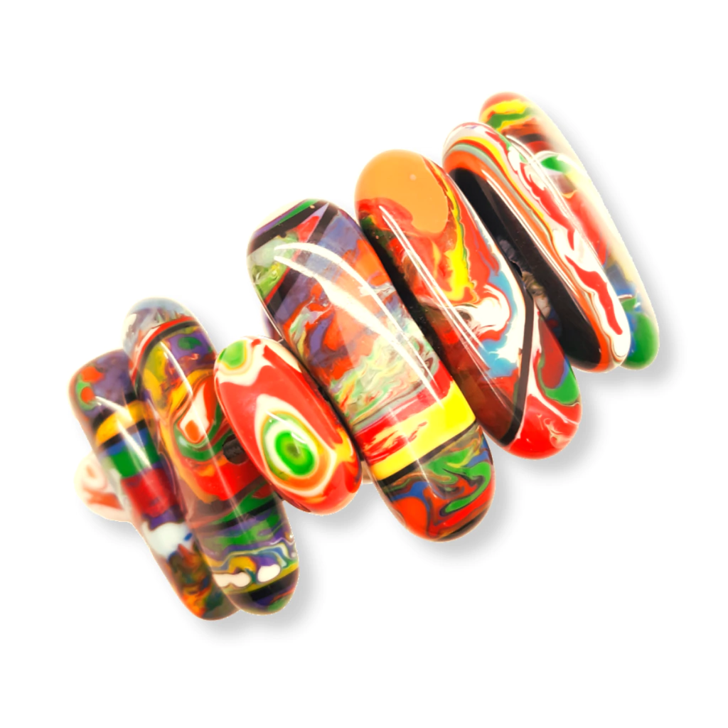 Sobral - Multi-Colour "Newanderthal" Pollock Elasticated Resin Bracelet ( 005263 )