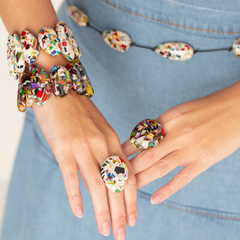 Sobral - Caillou Marfim "Onda" Elasticated Resin Bracelet ( 005329 )