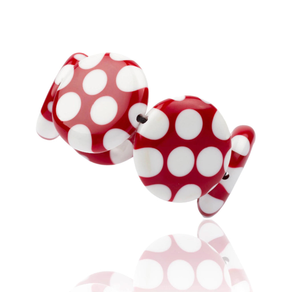 Sobral - Dots "Nº F" Red & White Elasticated Resin Bracelet ( 005361 )