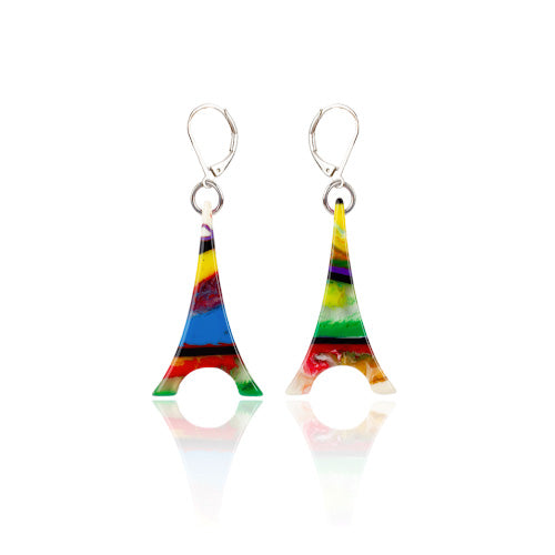 Sobral - Multi-Colour "Eiffel Tower" Pollock Resin Earrings ( 001750 )