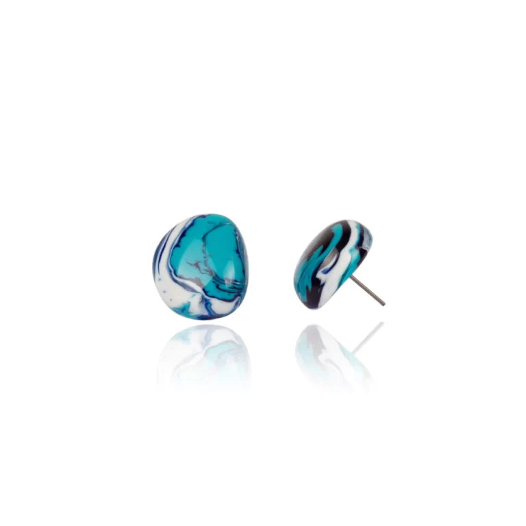 Sobral - Onda Azul "Wave" Blue Resin Earrings ( 005330 )