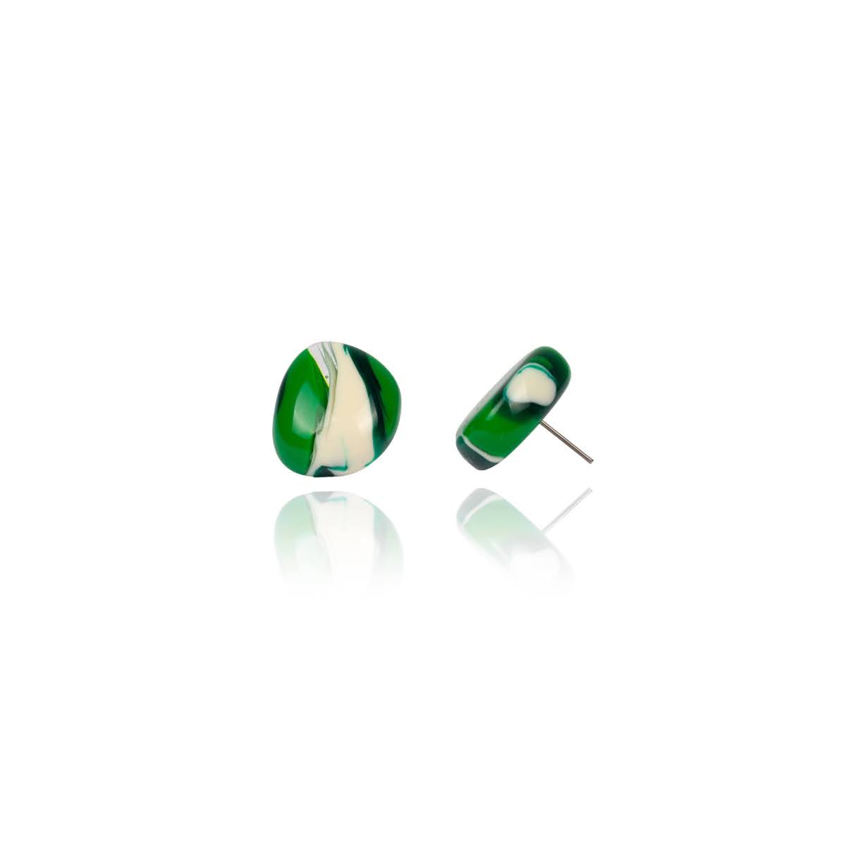 Sobral - Onda Verde "Wave" Green Resin Earrings ( 005330 )
