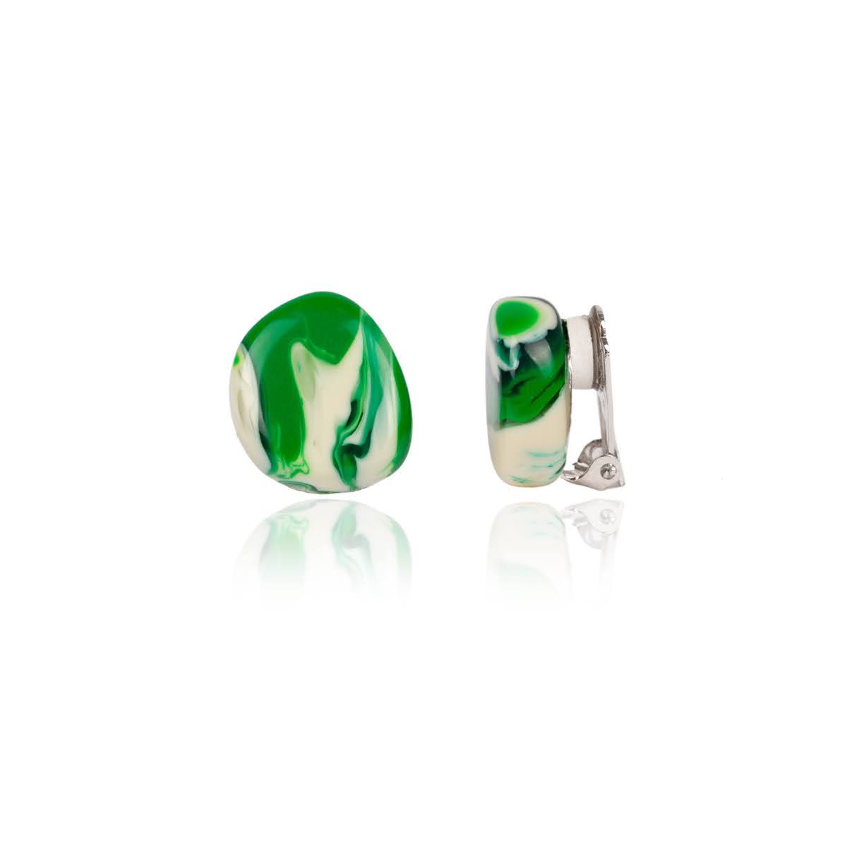 Sobral - Onda Verde "Wave" Green Resin Clip On Earrings ( 005331 )