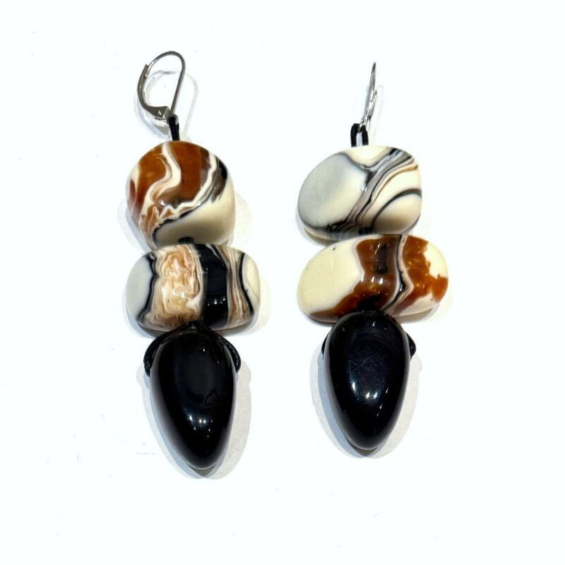 Sobral - Carmelo & Black "Triple Stack" Studio Creation Resin Earrings ( 000000 )