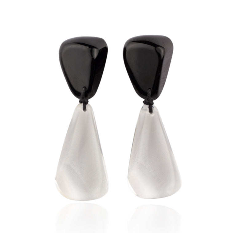 Sobral - Mix 2023 "Cusco" Black & Cristal Resin Clip On Earrings ( 001417 )