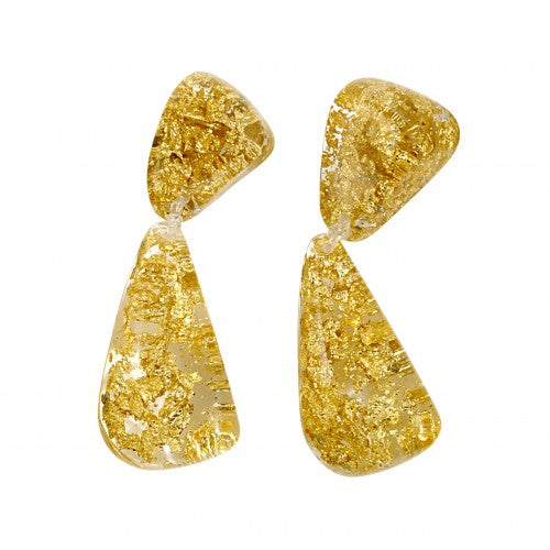 Sobral - Metalique "Cusco" Gold Resin Clip On Earrings ( 001417 )