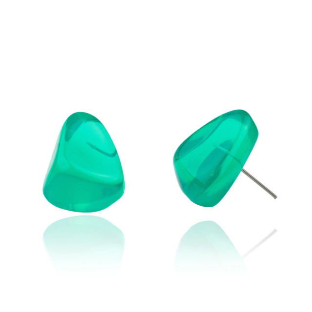 Sobral - Mix 2023 "Pequeno Diamante" Green Cristal Resin Earrings ( 003600 )