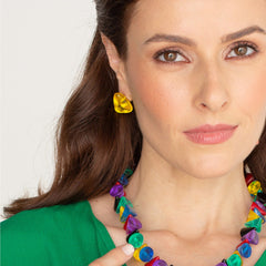 Sobral - Mix 2023 "Pequeno Diamante" Yellow Cristal Resin Earrings ( 003600 )