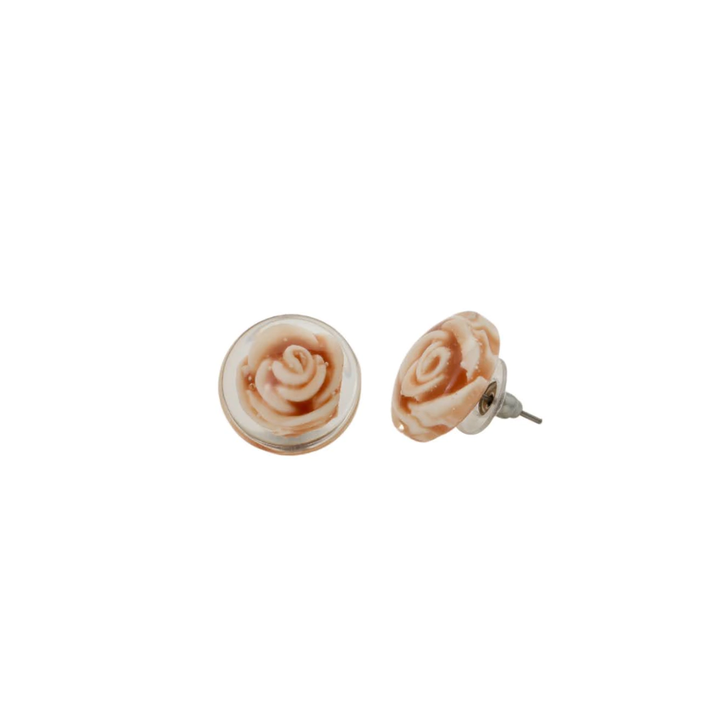 Sobral - Roses "Kalinda" Marfim Resin Earrings ( 003854 )