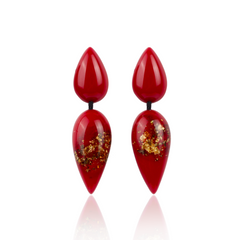 Sobral - Metalique Orlando "Water" Red Resin Earrings ( 004158 )