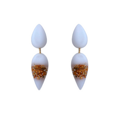 Sobral - Metalique Orlando "Water" White Resin Earrings ( 004158 )