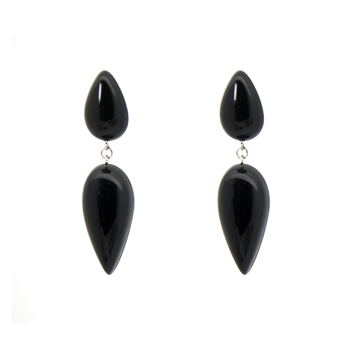 Sobral - Preto "Water" Black Resin Earrings ( 004158 )