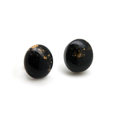 Sobral - Orlando Metalique "Bia" Black & Gold Resin Earrings ( 004186 )