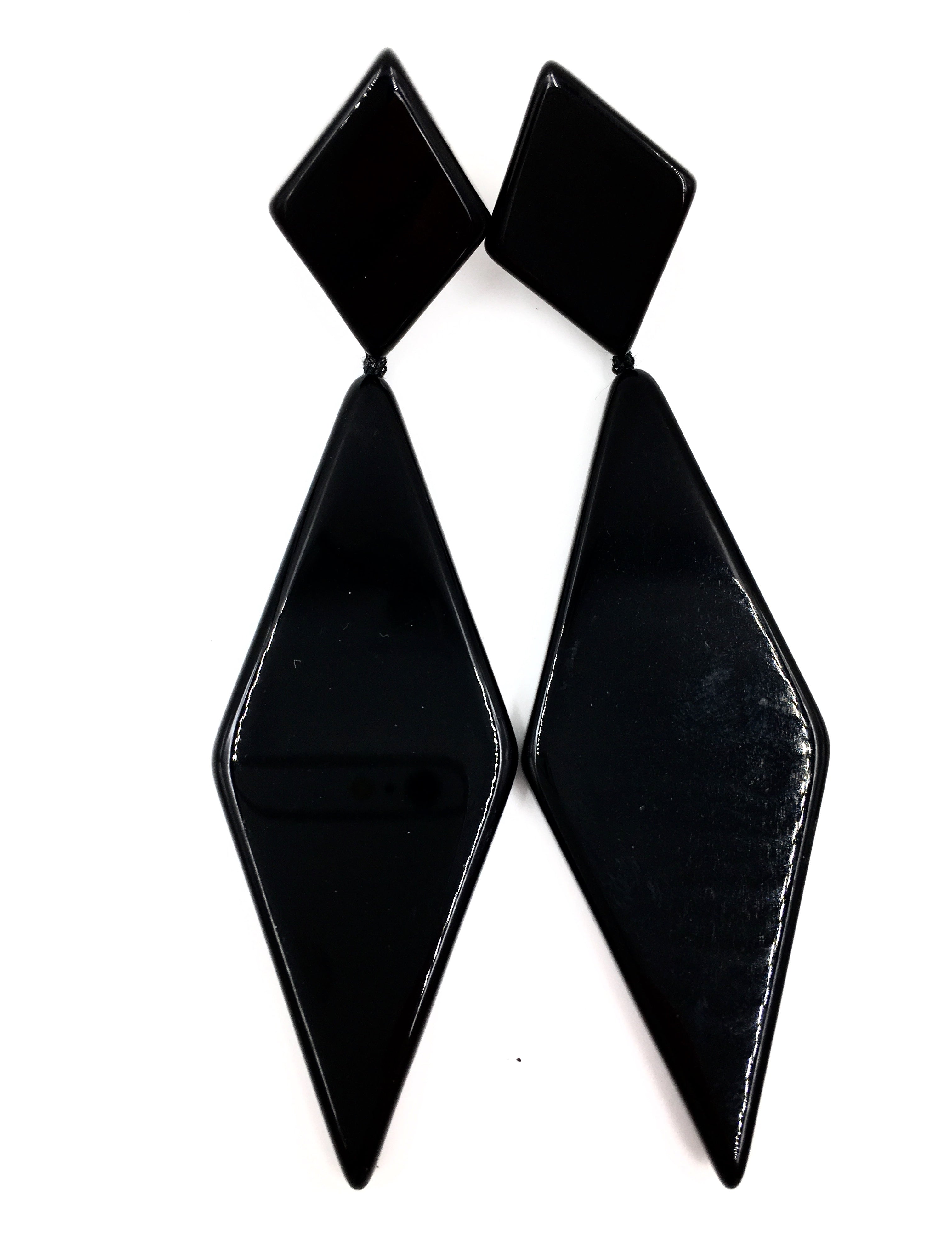 Sobral - Preto "Nial" Black Gloss Resin Earrings ( 004203 )