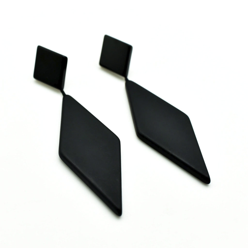 Sobral - Preto "Nial" Black Matt Resin Earrings ( 004203 )