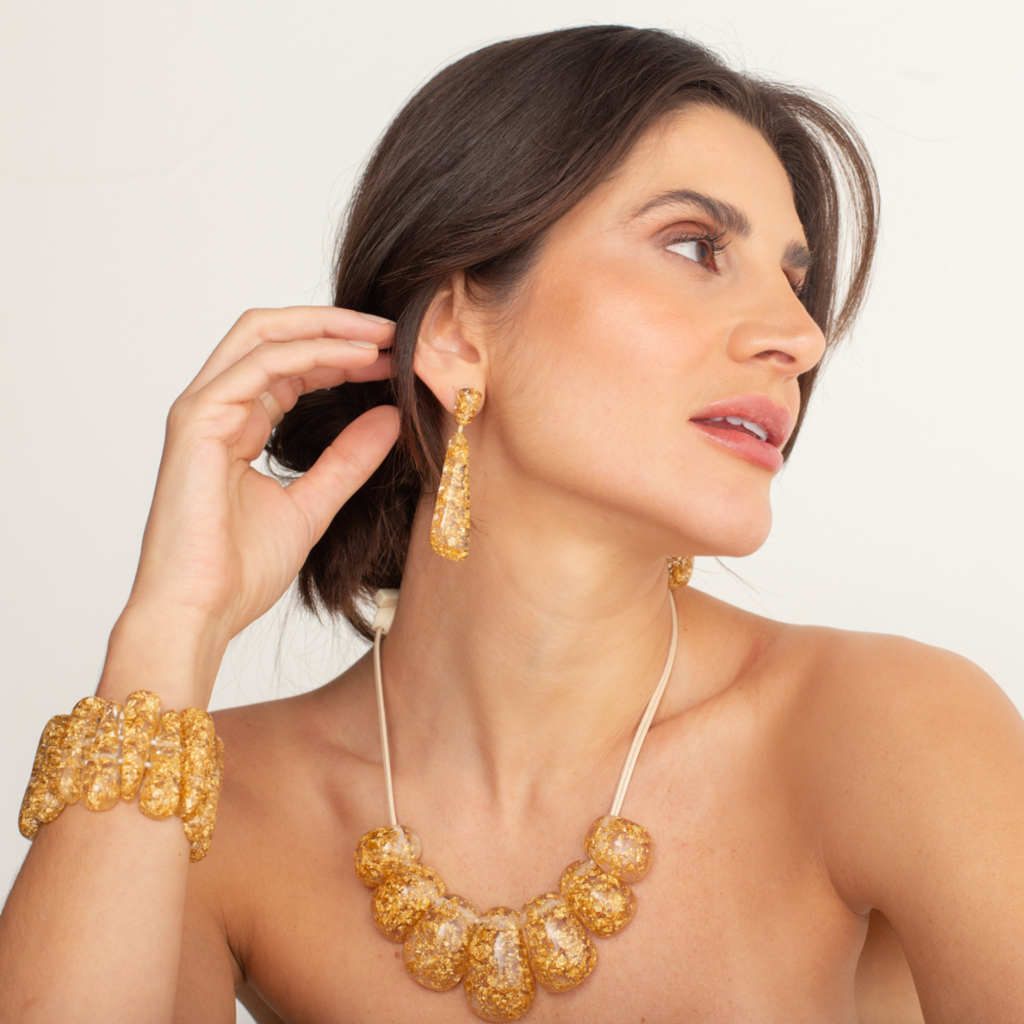 Sobral - Metalique "Gleine" Resin Earrings ( 004502 )