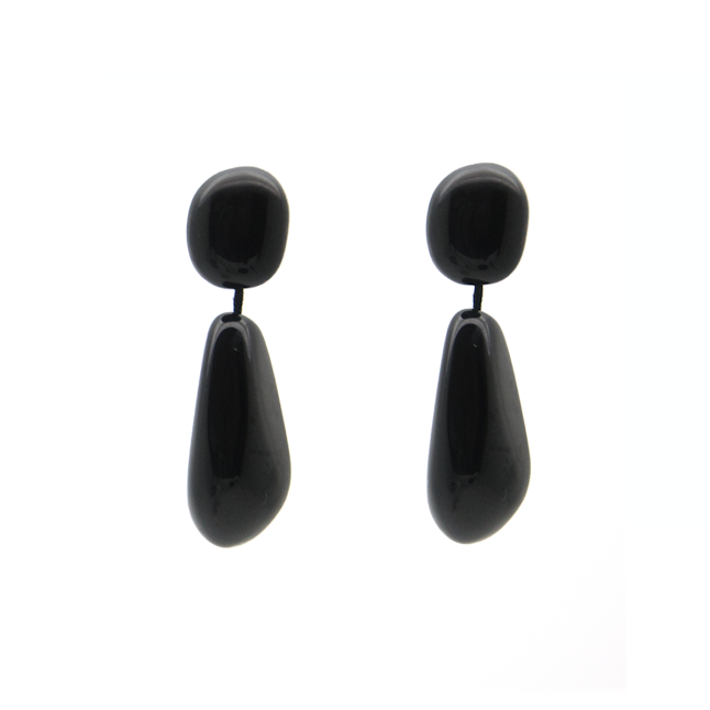Sobral - Preto "Clave Efeitos" Black Resin Earrings ( 004606 )