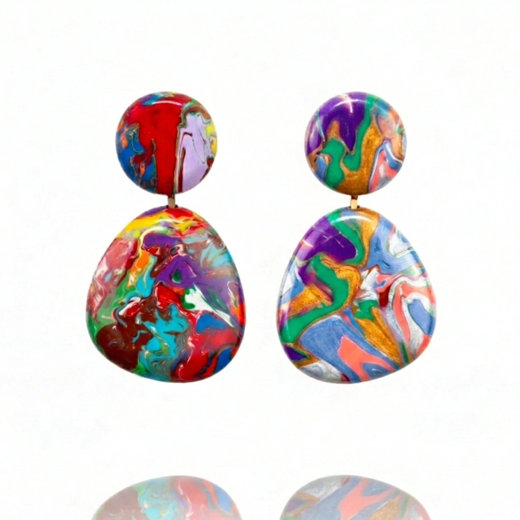 Sobral - Multi-Colour "Moni " Pollock Resin Earrings ( 004904 )
