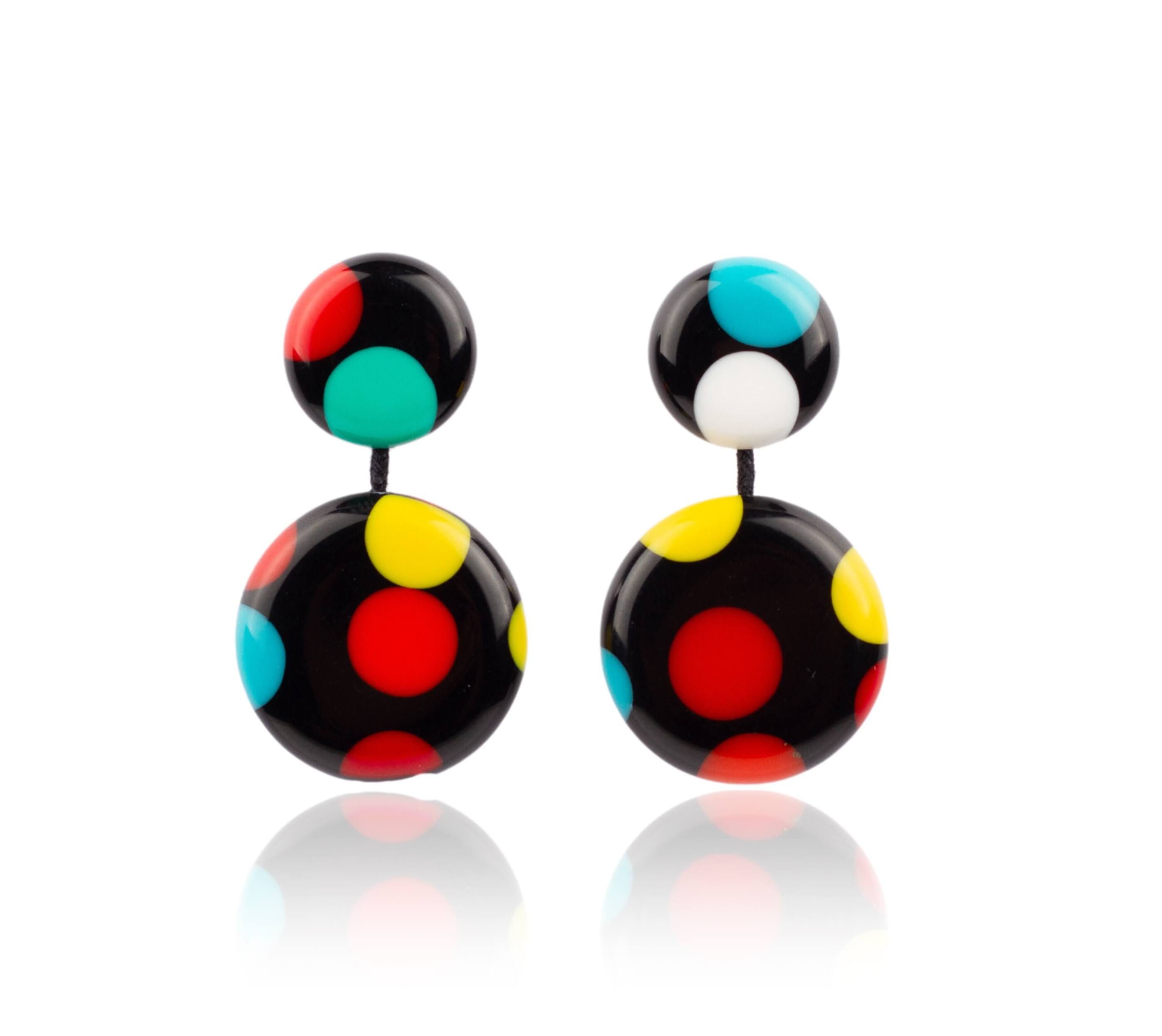 Sobral - Dots "Obsession" Multi Colour Resin Earrings ( 005356 )