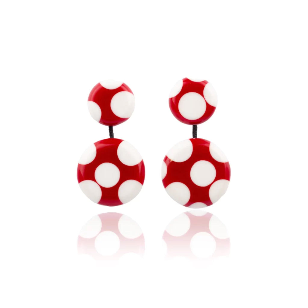 Sobral - Dots "Obsession" Red & White Resin Earrings ( 005356 )