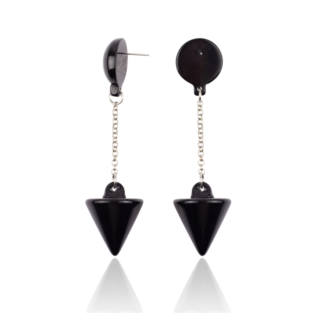 Sobral - Mix 2023 "MD KL" Black Cones Resin Earrings ( 005370 )