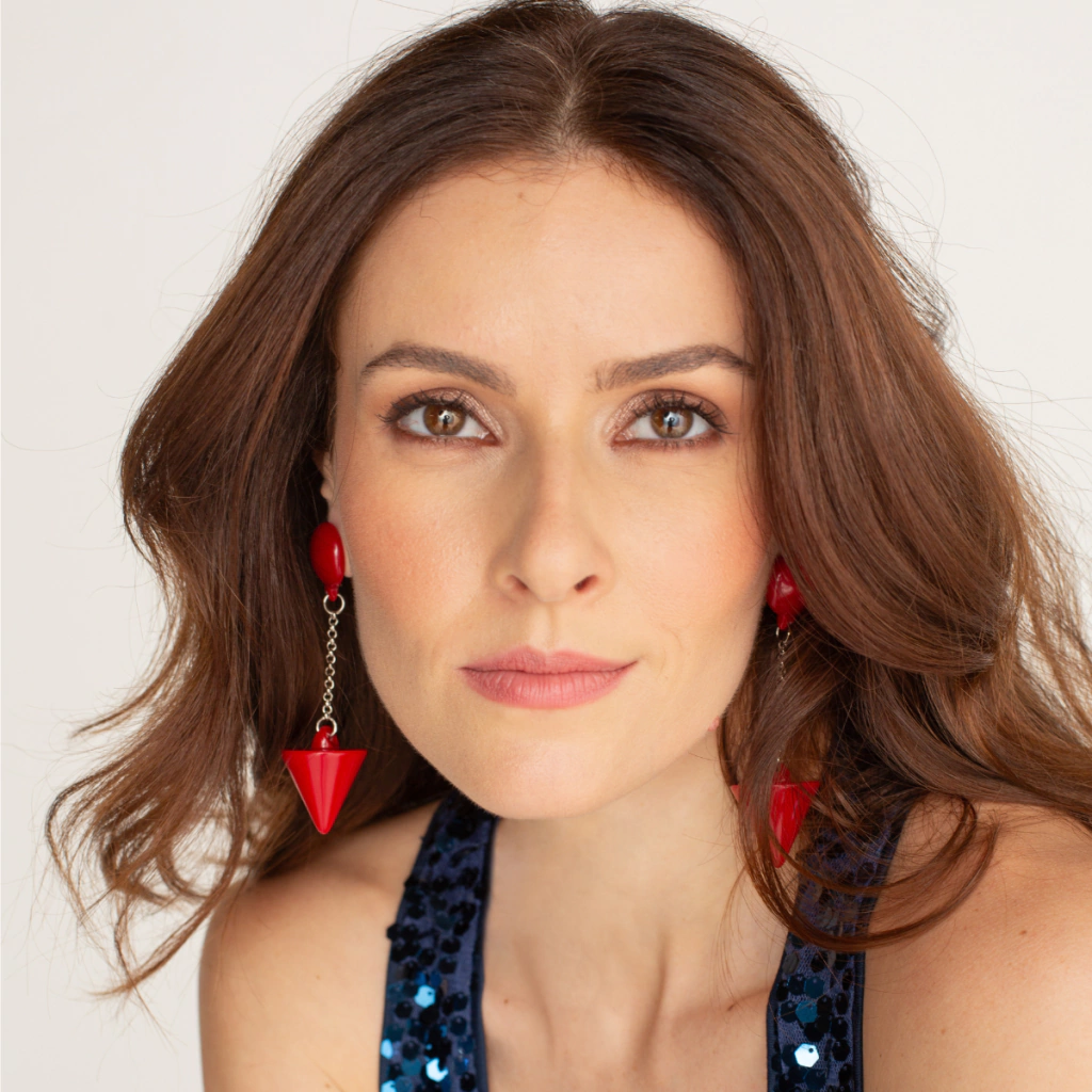 Sobral - Mix 2023 "MD KL" Red Cones Resin Earrings ( 005370 )