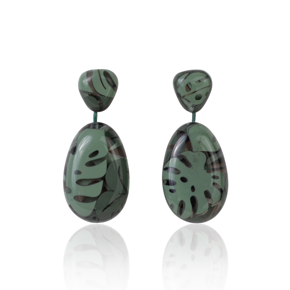 Sobral - Costela de Adão "Petrolina" Resin Earrings ( 005498 )