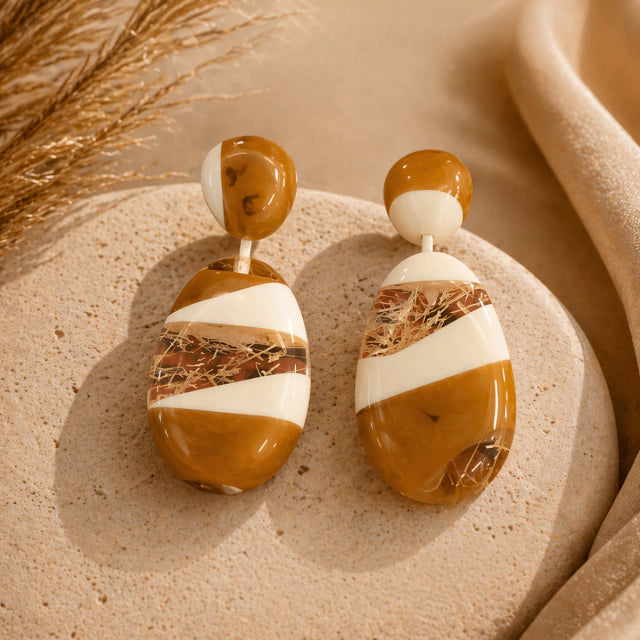 Sobral - Memphis "Petrolina" Resin Earrings ( 005498 )