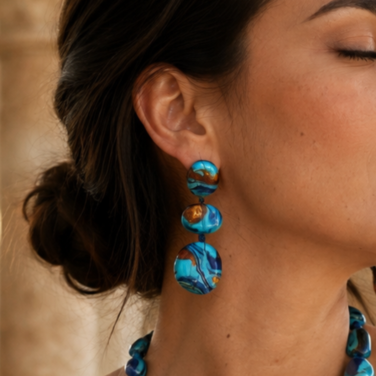 Sobral - Noite Estrelada "Arles" Resin Earrings ( 005545 )