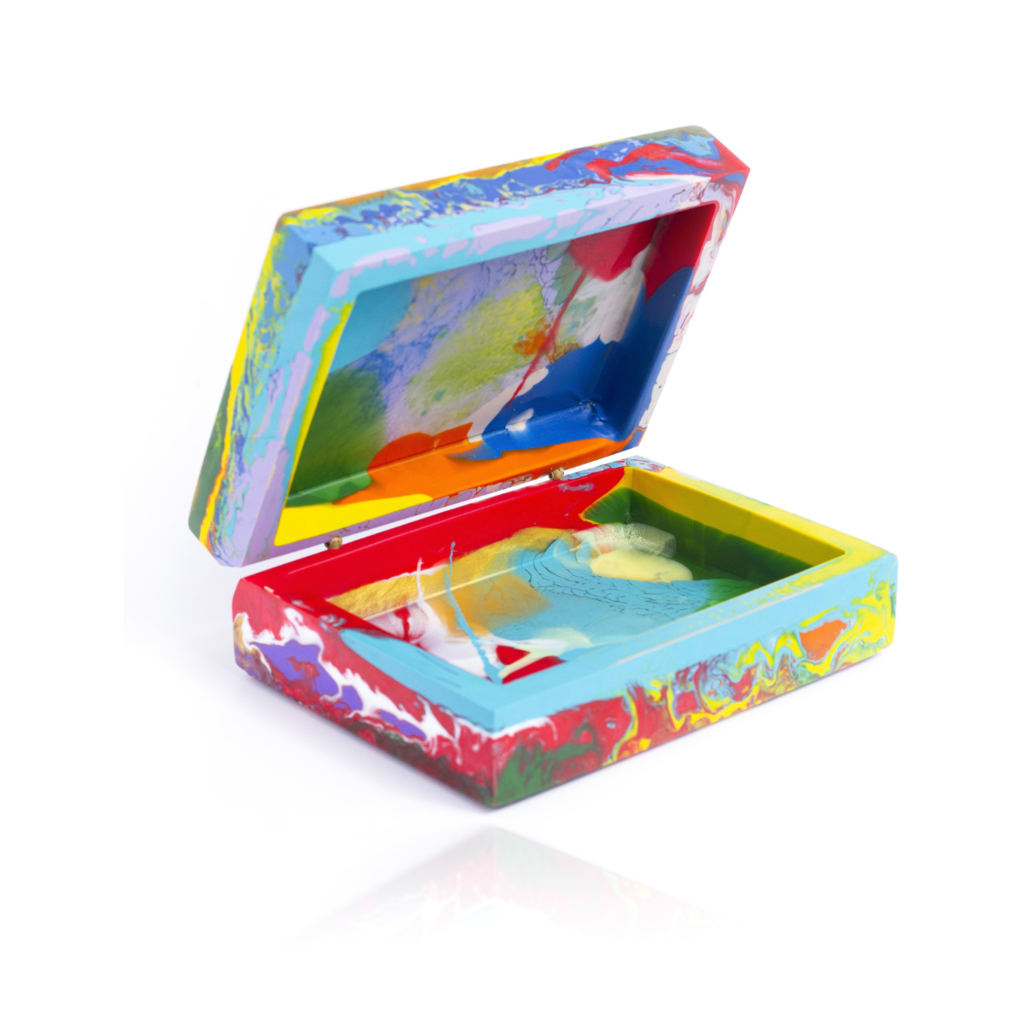 Sobral - Multi-Colour "Encapsulada" Pollock Resin Jewellery Box ( 000303 )
