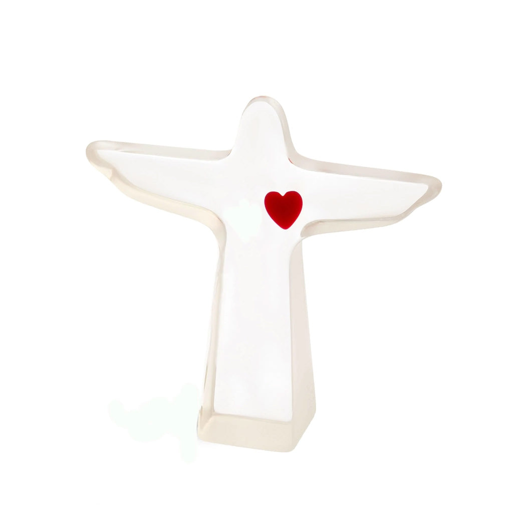 Sobral - Landmark "Cristo" Cristal with Red Heart Small 11cm Statue Ornament ( 000104 )