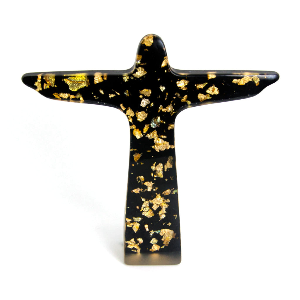 Sobral - Landmark "Cristo" Metalique Black & Gold Extra Large 28cm Statue Ornament ( 004015 )