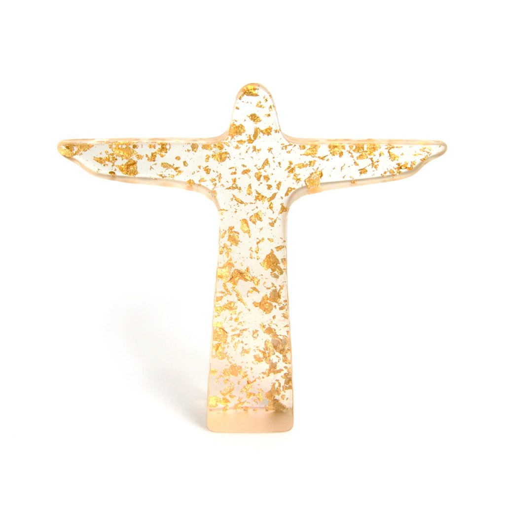 Sobral - Landmark "Cristo" Metalique Cristal & Gold Extra Large 28cm Statue Ornament ( 004015 )