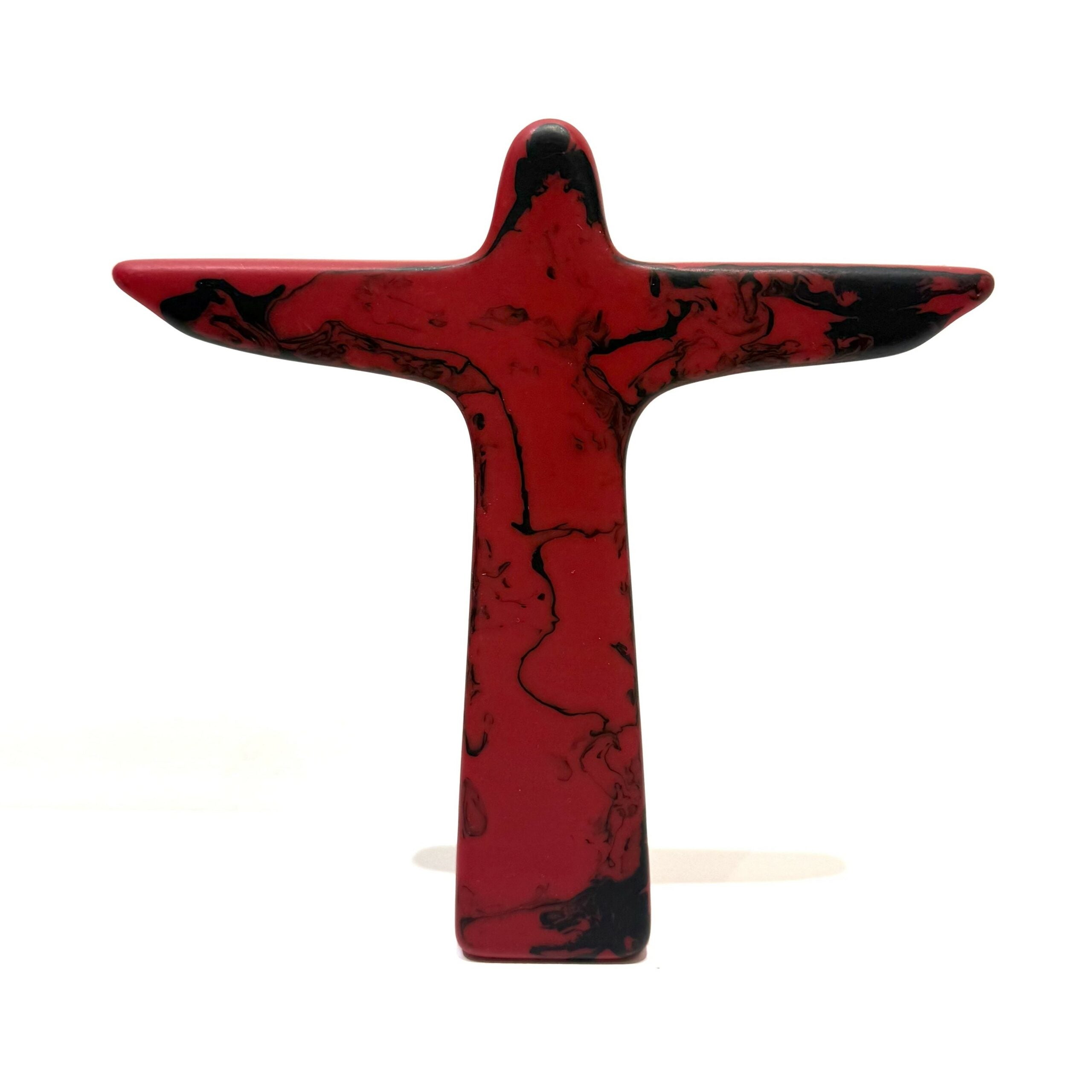 Sobral - Landmark "Cristo" Red & Black Marble Medium 14cm Statue Ornament ( 000000 )