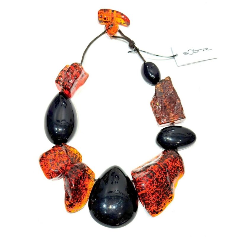 Sobral - Amber & Black "Clave" Studio Creation Resin Necklace ( 000000 )