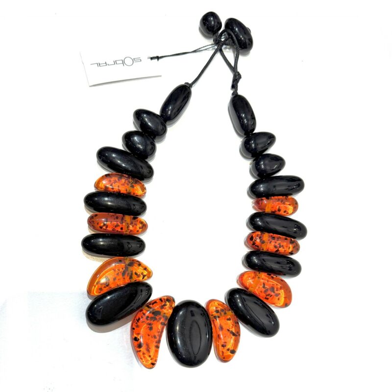 Sobral - Amber & Black "Monic" Studio Creation Resin Necklace ( 000000 )