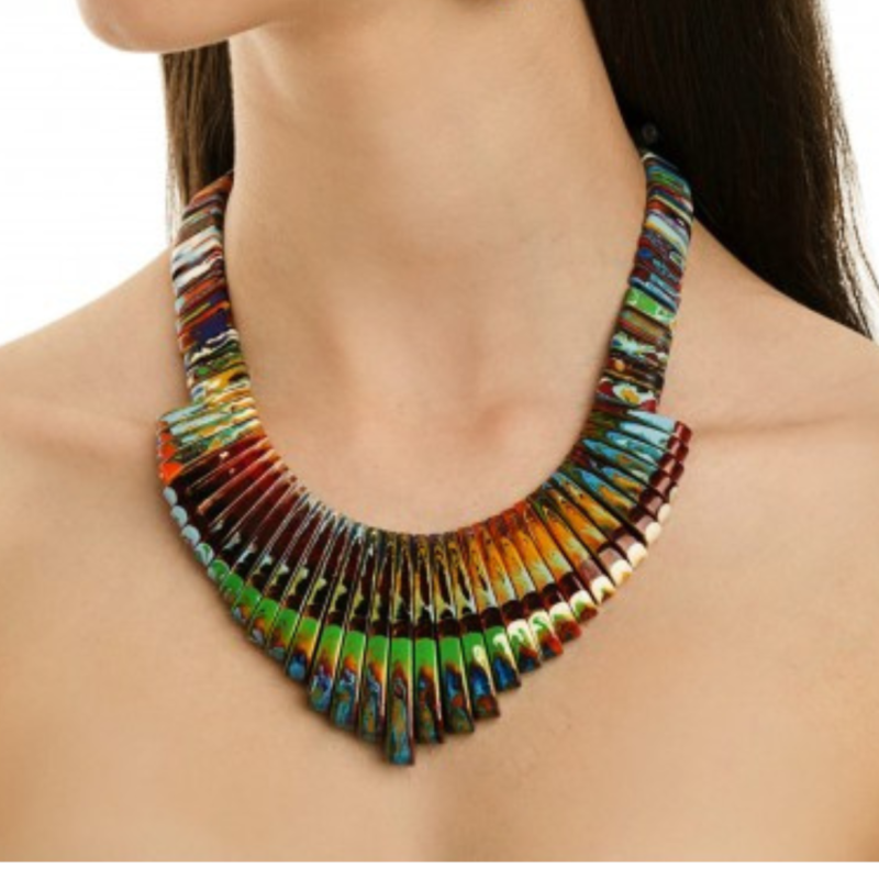Sobral - Multi-Colour "Tupi" Pollock Resin Necklace ( 004853 )